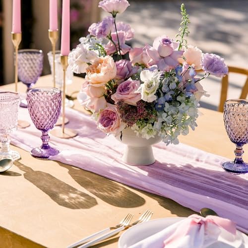 Sioloc 5 Pack Lilac Purple Lavender Cheesecloth Table Runner 120'' x 35'',Spring Easter Decor Soft Gauze Boho Wedding Table Decor for 10ft Table Birthday Party,Baby Shower, Bridal Shower - Image 2