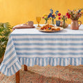 Tudomro Striped Tablecloth, Rectangle, Baby Blue, White, 84'' X 60'' by Tudomro