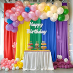 JCJ Rainbow Backdrop Curtains 5 Panels Rainbow Backdrop for Birthday Party Decorations Colorful Curtains for Girls Bedroom Classroom 10 * 7FT - Image 2