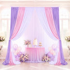 Mermaid Backdrop Curtain 15ftx10ft - White Pink Lavender Satin Drapes - Image 6
