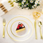 BESTSTAR 350PCS Clear and Gold Disposable Plastic Plates Set for 50 Guests - Image 2