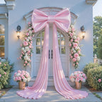 Large Pink Bow Decor, 24x16x79 Inches Big Silky Ribbon Bows for Room Wall Door Decorations Oversized Coquette Stain Bow Party Decorations for Birthday Bridal Baby Shower Wedding Photo Booth Backdrop by Besutolife