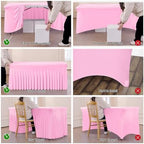 Spandex Tablecloth 8FT Rectangle Table Cover 4 Pack Pink Wrinkle-Free - Image 3