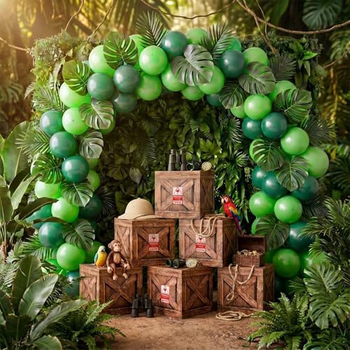 Jetec 151 Pcs Jungle Safari Party Decoration with Balloon Arch Kit and Box by Jetec