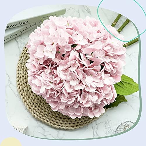 Yatim 21In Pink Artificial Hydrangea Flowers with Stems 5 Pcs - Image 4