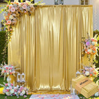 20x10ft Thick Gold Glitter Backdrop Curtain Panels for Parties, Wrinkle Free Sparking Sequin Backdrop Drapes, 4 Panels 5x10ft Shimmer Photo Back Drop Cloth for Wedding Birthday Photography by LeegleriTableSkirt