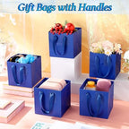 Windyun 50 Pcs Mini Paper Gift Bags with Handle 6 x 6 x 6'' Square Small Favor Bag with DIY Thank You Tag for Christmas Birthday Wedding Bridal Shower Bridesmaid Graduation Party (Dark Blue) - Image 4