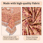 Ridhi Apricot Rosette Vine (Wine Red) Hand Block Print Cotton Rectangle Tablecloth 60x102 inch Reusable Table Cover Decorative Everyday Use for Dining Room, Farmhouse, Home Gift for Spring, Summer - Image 6