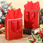 Yeaqee 50 Pcs Metallic Paepr Gift Bags Bulk with Handles,Red Gold - Image 5