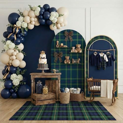 3 Pcs Tartan Arch Backdrop Cover Buffalo Plaid Baby Shower Photo Background - Image 6