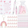 Halloscume 20 Girls and Boys Baby Shower Favors Gifts for Guests Baby Shower Pens Boho Keychain Thank You Cards for Gender Reveal Party Favor(Pink) by Halloscume