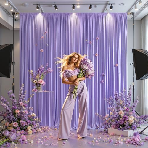 40x10FT Backdrop Curtains with Rod Pockets - Wrinkle Free Photo Stage Backdrop 8 Panels Curtains Drapes for Photography Wedding Party Baby Shower Decorations (Lavender) - Image 3