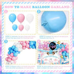 172 PCs Touchdowns or Tutus Gender Reveal Decorations, Hombae Boy or Girl Gender Reveal Decorations Backdrop Balloon Garland Banner Tablecloth Cake Cupcake Topper Boxes Cutout Poster Sash Pink Blue - Image 3