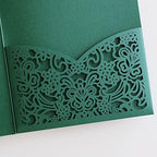 Hosmsua 50PCS Personalized Emerald Green Laser Cut Quinceanera Invitation Pocket, 5.12 x 7.2 Laser Cut Lace Flora wedding Invitation with Envelopes for Sweet 16, Mis XV, Quince Invitation - Image 6