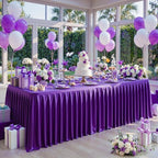 Dark Purple Satin Table Clothes for 8 Foot Rectangle Tables - 8FT Wrinkle Resistant Glitter Rectangle Tablecloths, Party Table Covers for Wedding Banquet, Baby Shower, Birthday, Holiday Dinner - Image 5