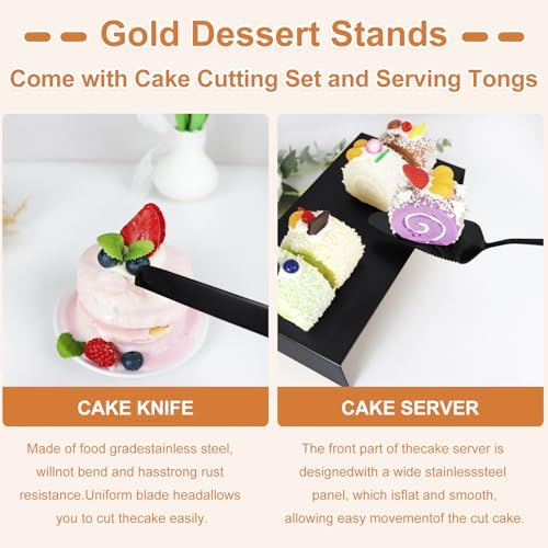 MACIFECI Cake Stand Set, Black Cake Stands For Dessert Table Including Dessert Tray, Metal Cupcake Display Stands Dessert Trays (Black) - Image 6