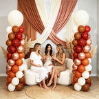 2 Sets Neutral Brown Beige Balloon Column Kit, Retro Ivory Champagne Latex Balloon Tower with Hexagonal Water Base, Boho Style Decor for Baby Shower Birthday Party - Image 2