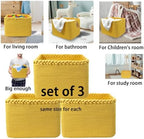 COMFY-HOMI 3PACK Cotton Rope Square Basket with Handles for Shelves| Storage|Baby Basket for GIF|Shoe Basket for Organizing|New13.5" x 11" x 9.5" for Living Room - Image 5