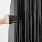 Black Wedding Arch Draping Fabric Sheer Curtain Drapes 3 Panels | 20 ft Halloween Extra Long Shimmery Backdrop Curtains for Wedding Anniversary Party Summer Outdoor Events Drapery Backgrounds - Image 4
