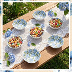 SiliFine 24 Pcs Hydrangea Party Favors for Guests Small Ceramic Bowl Bulk Gifts Set 3.3 Inch Floral Design Mini Dipping Sauce Dish with Card Box for Bridal Pooja Baby Shower Birthday Guest Gift - Image 6