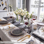 Rubtlamp 60Pcs Black Plastic Plates, Black Disposable Plates With Gold Rim, Clear Heavy-duty Party Plates, Hammered Plastic plates Include 30 Dessert Platos, 30 Dinner Platos for Party - Image 4