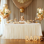 Champagne Tablecloth for 6 Foot Rectangle Tables with Tulle Table Skirt - Image 2