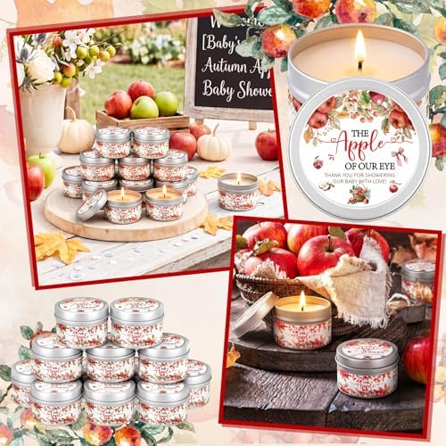 WILLBOND 12 Pcs The Apple of Our Eye Baby Shower Candle Favor Fruit Scented - Image 5