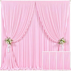 4 Panels Pink Backdrop Curtain for Parties Baby Shower Wrinkle Free Pink Photo Curtains Backdrop Drapes Fabric Decoration for Wedding Birthday Party 20ft(W) x 10ft(H) by Tao-GePartyDecorations