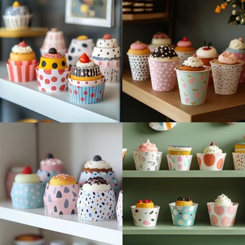 HARFINGTON 150Pcs Paper Baking Cups 6oz Disposable Bulk Cupcake Stripe Pink - Image 5