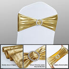 Babenest 50PCS Spandex Chair Sashes Bows with Buckle Metallic Gold - Image 6