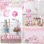 MTLEE 24 Sets Bright Pink Baby Shower Party Favors Small Bubble Candle - Image 3