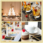 Taobary 400 Pcs 3 Ply Cocktail Napkins with Gold Foil Trim, Black and Gold - Image 6