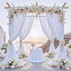 50 ft x 10 ft Wrinkle Free White Backdrop Curtain for Wedding Parties, Polyester Photo Backdrop Drapes for Baby Shower Birthday Party Backdrop Stand, Bulk Thick Background Curtains, 5x10FT 10 Panels - Image 2