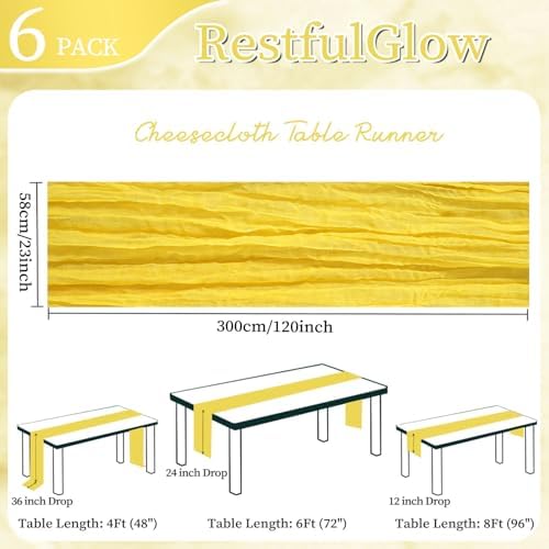 6 Pack Yellow Cheesecloth Table Runner 10Ft 23 x 120 Inch - Image 2