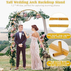 Arch Backdrop Stand and Cover Set| 7.2ft Wedding Metal Arch Stand with Spandex Fitted Backdrop Cover|Gold Balloon Arched Frame White Arch Cover for Birthday Party Baby Shower Graduation Ceremony Décor - Image 2