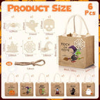 Sweetude 6 Pack Halloween Linen Burlap Bags with Tags,Classic - Image 2