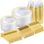 Goodluck 600 Pieces Clear Gold Plates for 100 Guests by GoodLuck