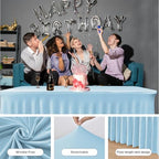 2 Pack Baby Blue Spandex Table Covers 4ft Rectangle Ruffle Skirts for Party - Image 4