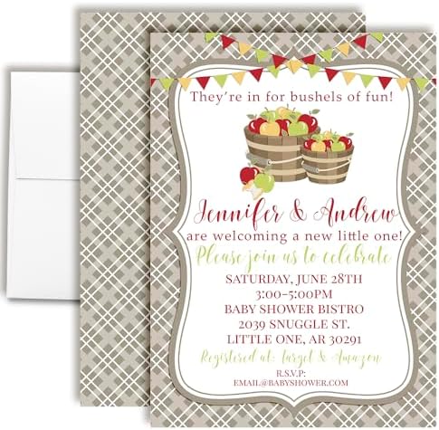 Amanda Creation Custom Baby Shower Invites Apple Baby Shower Invitation 20 5x7 Custom Personalized Apple Themed Invites With Envelopes by AmandaCreation