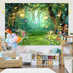 Enchanted Fairytale Forest Backdrop for Photography Fairy Tale Wonderland Garden Backdrops for Photoshoot, Mushroom Butterfly Woodland Party Decorations Photo Booth Studio Props Backdrops 15X10FT - Image 3