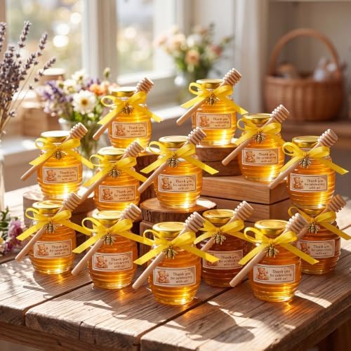 24 Pack 3.4 oz Glass Honey Jar Party Favors - Image 6