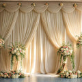 20ftx15ft Champagne Backdrop Curtains for Parties, Wrinkle Free Polyester Photo Backdrop Drapes 4 Panels 15 ft Long Back Drop Cloth for Wedding Birthday Photography Background Party by Htper