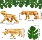 Soaoo 26 Pcs Gold Animals Figures Palm Leaves Cake Toppers, Safari Animal - Image 3