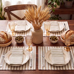 100 Pack Striped Linen-feel Napkins Bulk Striped, Brown - Image 6