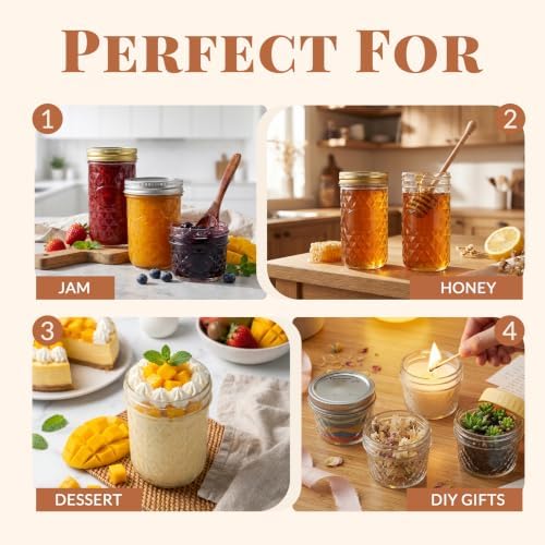CycleMore 24 Pack Mixed Size Glass Mason Jars, Canning Jars With Split Lids - Image 5