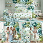 Under the Sea Baby Shower Decorations, Ocean Themed Party Supplies with Backdrop Balloons Tablecloth Plates Napkins Cake Topper for Sea You Soon Baby Shower, Under the Sea Decorations for 20 Guests - Image 5