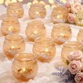 24 Pcs Gold Candle Holders Bulk- Floral Style Tealight Candle Holders for Wedding Table Decor, Gold Centerpieces for Table, Bridal Shower, Birthday, Reception Party Decorations by LAMORGIFT