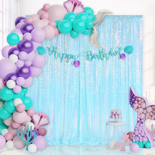 Blue Iridescent Sequin Backdrop 7ft x 7ft Glitter Photo Booth Backdrop - Image 7