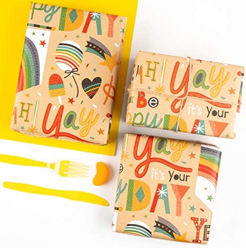 RUSPEPA Kraft Wrapping Paper Roll - Birthday Theme Design Great for Birthday, Party, Baby Shower Wrap - 24Inch X 100Feet - Image 4