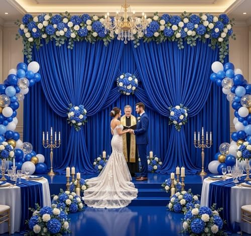 20ft x 10ft Royal Blue Wrinkle Free Backdrop Curtains for Graduation Party Backdrops Curtain Drapes Fabric Decor Photo Back Drop Cloth for Patriotic Holidays Birthday Wedding & Formal Event - Image 7